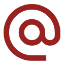 Et dristig rødt "@"-symbol på en elegant svart bakgrunn, som presenterer en slående front for ethvert digitalt grensesnitt.
